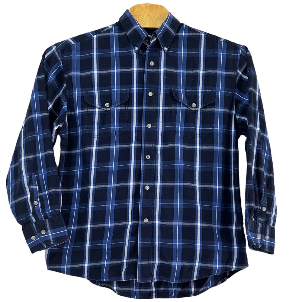 Wrangler Pearl‎ Snap Shirt Blue White Plaid Cowboy Western Long Sleeve  Sz XL